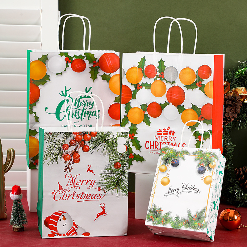 圣诞节礼品袋平安夜礼物手提袋糖果礼物袋包装创意可印logo纸袋子