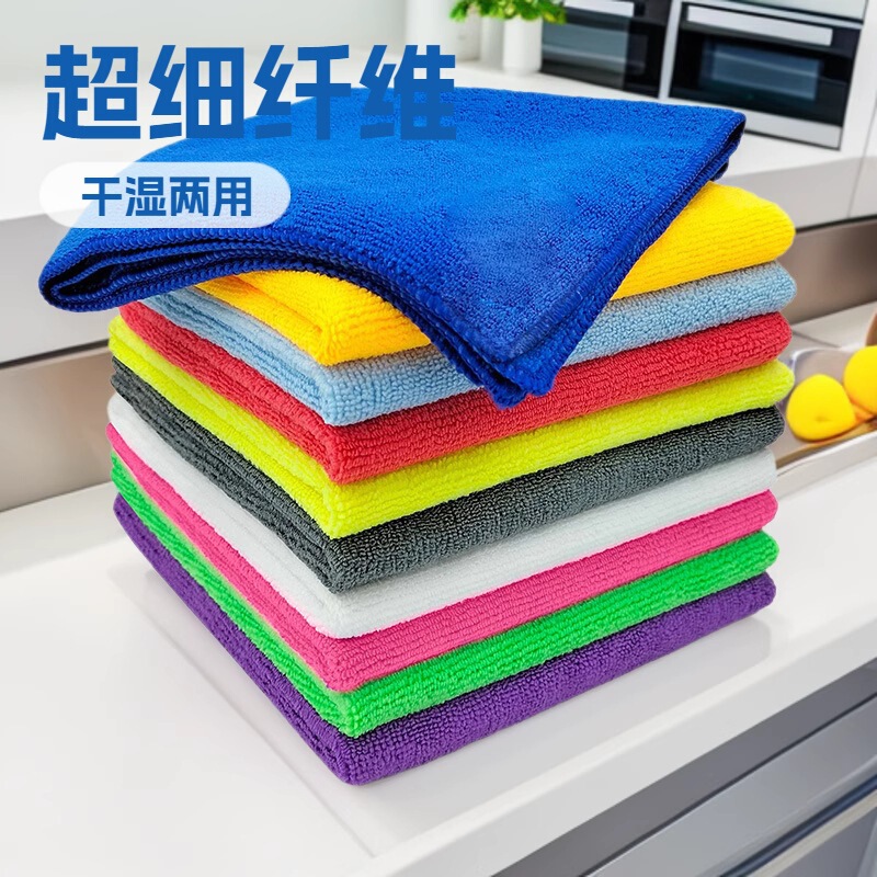 Tricot Microfiber Colorful Towels Are Exclusively for Cross-Border Sales and Are Used for Car Detailing, Housekeeping, Cleaning, and Kitchen Rags with Strong Water Absorption