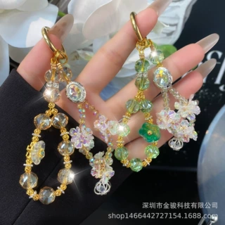 琉璃花手机挂链 彩镀花朵手机挂件高级感水晶车挂diy包包挂饰批发