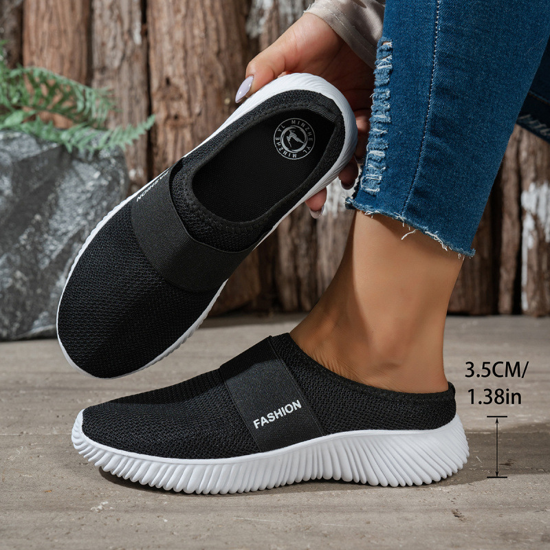 Summer mesh half-slipper women's shoes, breathable and comfortable, slip-on casual shoes with soft soles, lightweight and easy to wear, closed-toe sandals Summer mesh half-slipper women's shoes, breathable and comfortable, slip-on casual shoes with soft soles, lightweight and easy to wear, closed-toe sandals