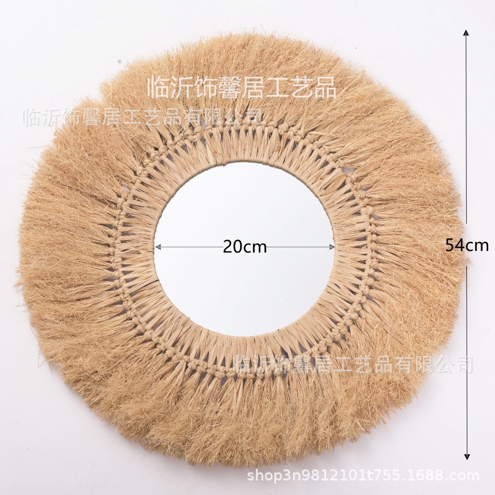 Rafia espejo tejido a mano B & B sala de estar colgante de pared espejo bar tienda de ropa para niños Fotografía Decoración Accesorios colgante