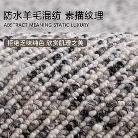 防水抗污羊毛素色意式极简客厅地毯卧室百搭轻奢茶几毯满铺床边毯