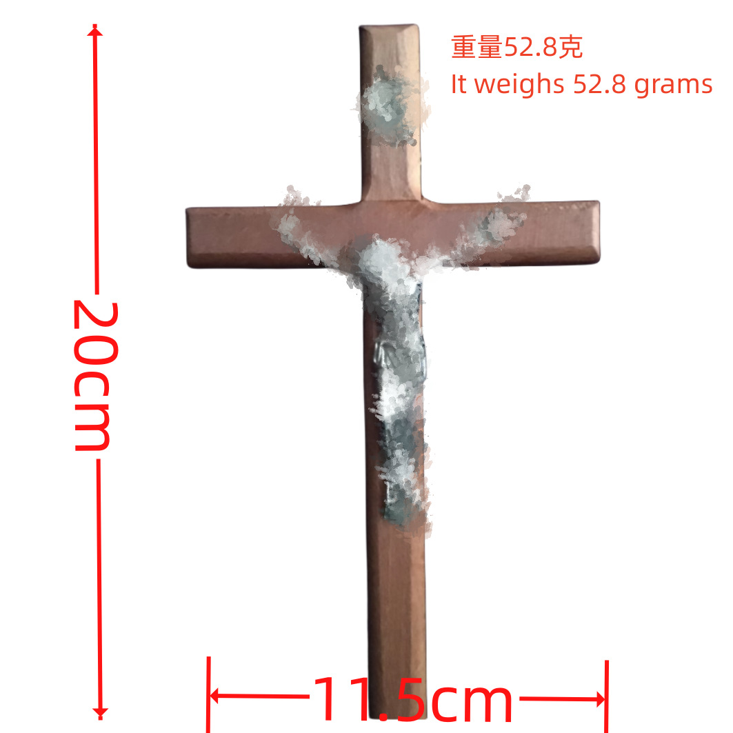 跨境20厘米实木木质十字架金属人物像挂件手持挂墙均可礼品