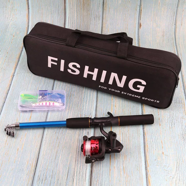 Cross-Border Direct Supply of Fiberglass Retractable Lure Rods, Portable Spinning Wheel Fishing Gear Sets, Throwing Rods for Long-Range Casting