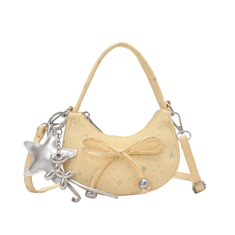 Fresco dulce arco bolso de niña pequeña mini bolso de hombro para niños nuevo bolso de media luna roja de aire extranjero