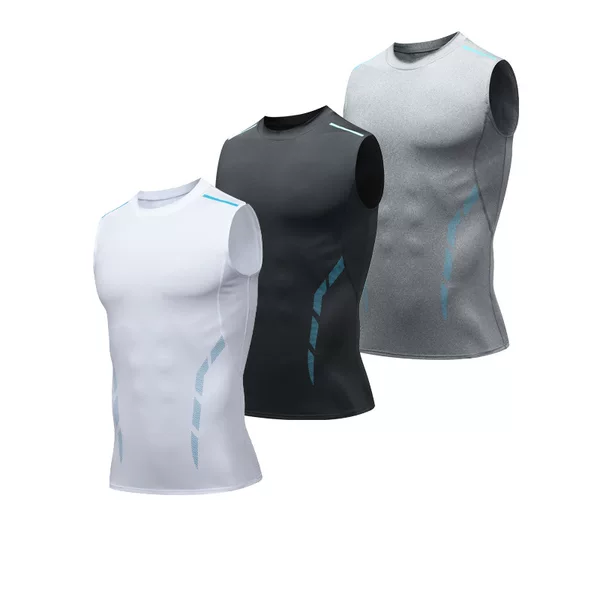 Fitness Tight Vest Men's Basketball T-shirt Lined with American Style Training Track and Field Base Quick-drying High Elastic Waistcoat