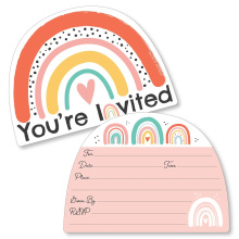 一套12张 彩虹波西米亚生日派对邀请卡 派对请柬