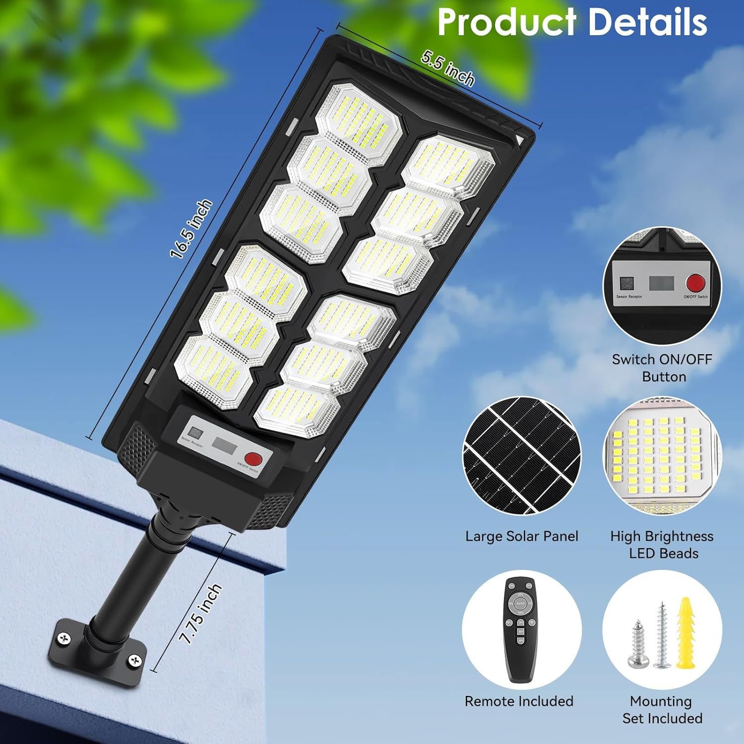 Comercio electrónico transfronterizo caliente interruptor de luz solar al aire libre control remoto iluminación de inducción automática lámpara de patio al aire libre lámpara de pared