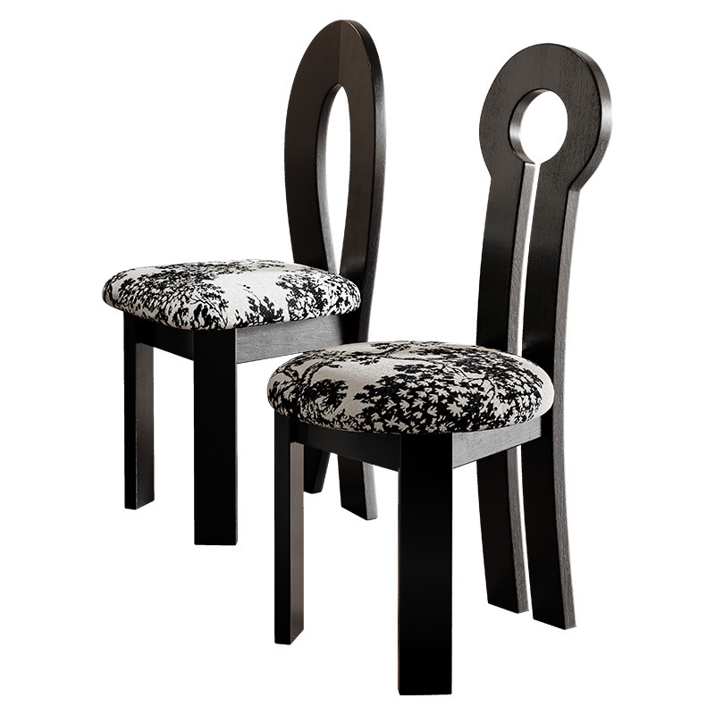 Sillas de comedor de madera maciza estilo medieval sillas de mesa de comedor casera mezcladas sillas de hipopótamo sillas de respaldo de sirena retro tela de caña