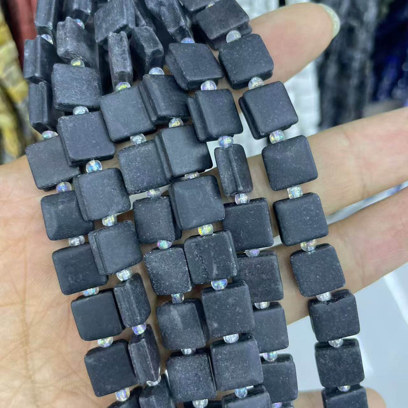 新しい天然ローズクォーツアマゾナイトスクエア溝ビーズ半完成手作り DIY 多用途ブレスレットネックレスジュエリー|undefined