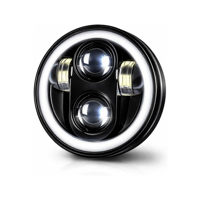 5.75inch Harley Wrangler Headlight Off-Road Vehicle Motorcycle Headlight Full Circle 4-Bead 60W with Angel Eyes (Motorcycle headlights, headlights) - 575inch-full-circle-4-beads