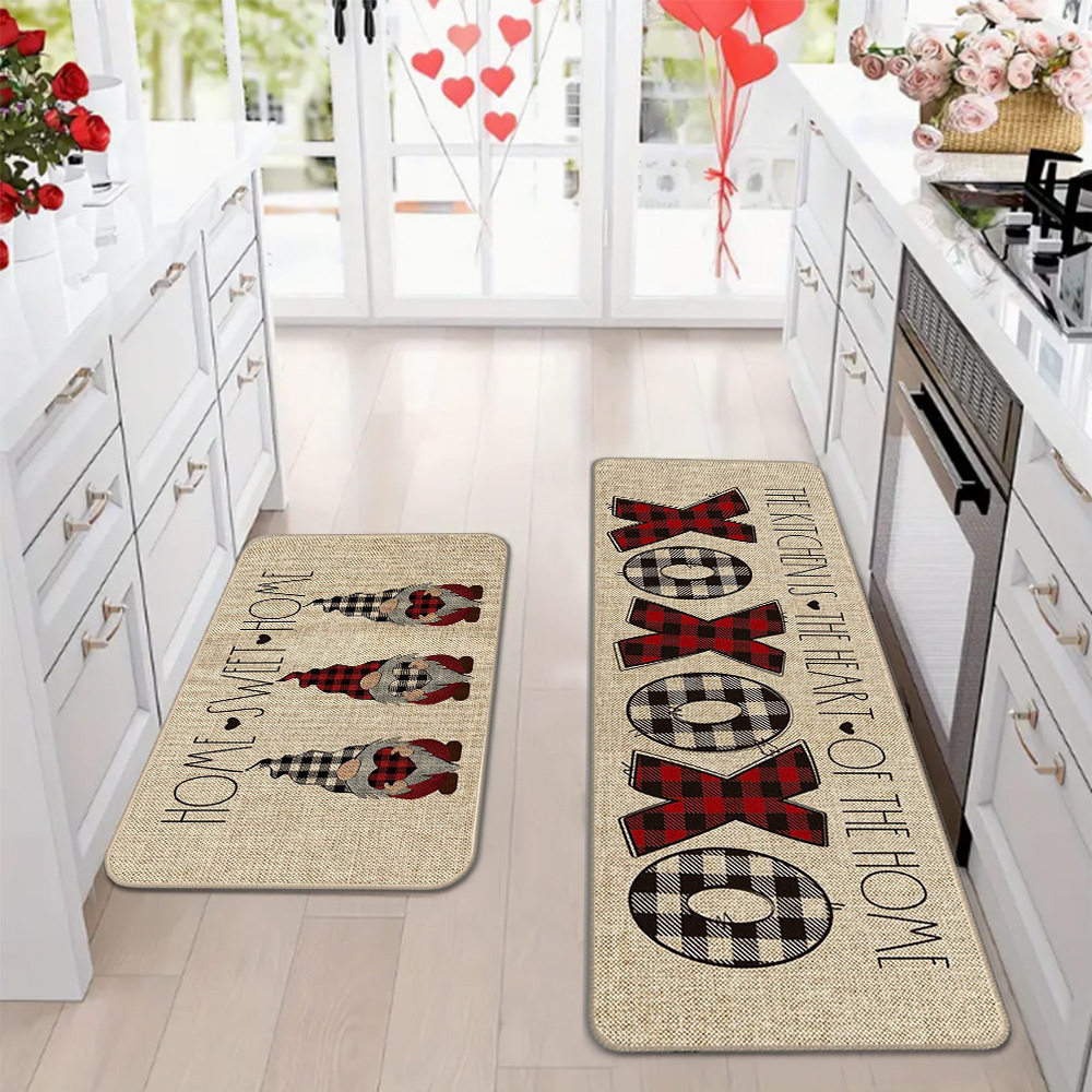 Amazon día de San Valentín alfombra de piso de cocina doméstica dos piezas conjuntos de alfombra de piso resistente a la suciedad y alfombra de puerta de entrada