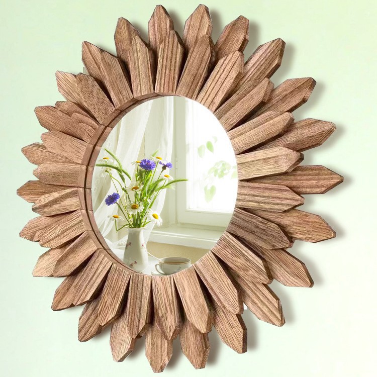 Espejo retro transfronterizo decorativo de estilo rústico vestidor colgante de pared espejo de viento occidental flor de pared belleza