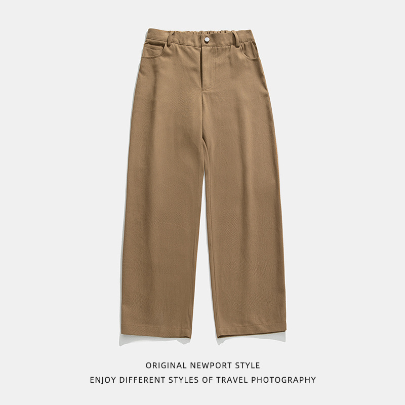 Pantalones casuales sueltos rectos de microperfil para hombre 2025 primavera nuevo estilo montaña pantalones retro de sarga de textura de algodón puro de todo fósforo