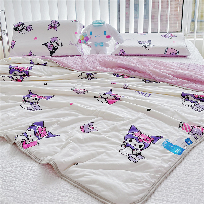 2024 nuevo tipo A de algodón de punto fresco guisantes edredón de verano edredón de aire acondicionado edredón fresco de verano Sanrio Kulomi Merti