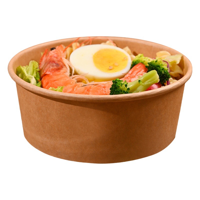 Caja de almuerzo de papel desechable Caja de papel Kraft caja de embalaje caja de almuerzo caja de comida rápida para llevar caja de ensalada de frutas tazón de sopa de papel