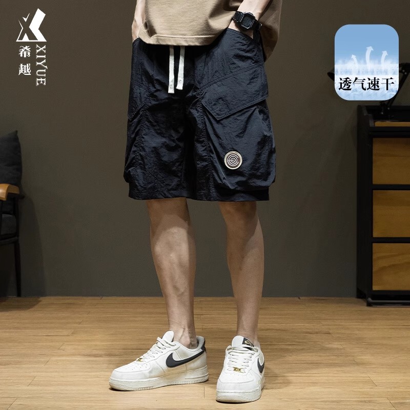 Waterproof Quick-drying Ice Silk Ultra-thin American Style Trendy Multi-pocket Tooling Shorts Men's Summer Loose plus size Pants