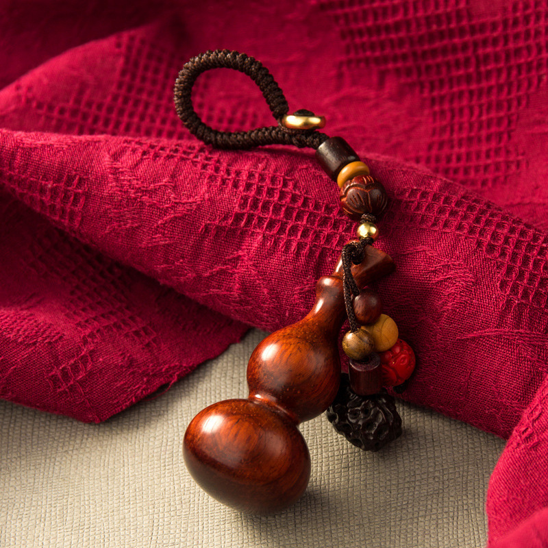 Sandalwood gourd lanyard keychain pendant car chain ring personalized creative portable literary play men and women play ornaments