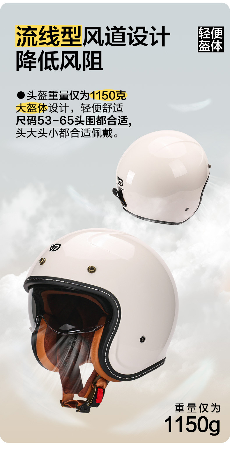 Electric Motorcycle Daily Commuting Safety Helmet Half Helmet for Men and Women American Retro Cruise Scooter Riding Safety Helmet
