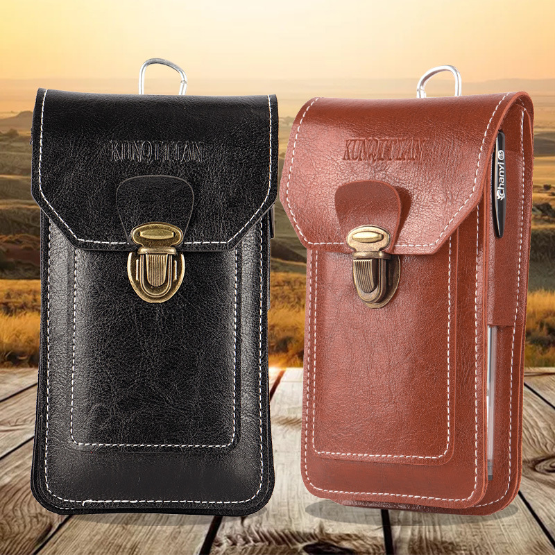 Bolsa para teléfono móvil ultrafina e impermeable, riñonera multifuncional para llevar en la cintura, funda para teléfono con cinturón para hombres para obras de construcción al aire libre, estilo empresarial moderno