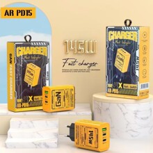 机甲银口145W充电器usb+双typec适用苹果安卓华为手机5v2a充电头