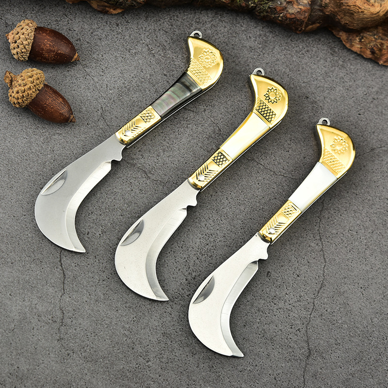 折叠小刀弯刀钥匙扣黄铜小刀迷你锋利拆快递小刀可割电线防身折刀