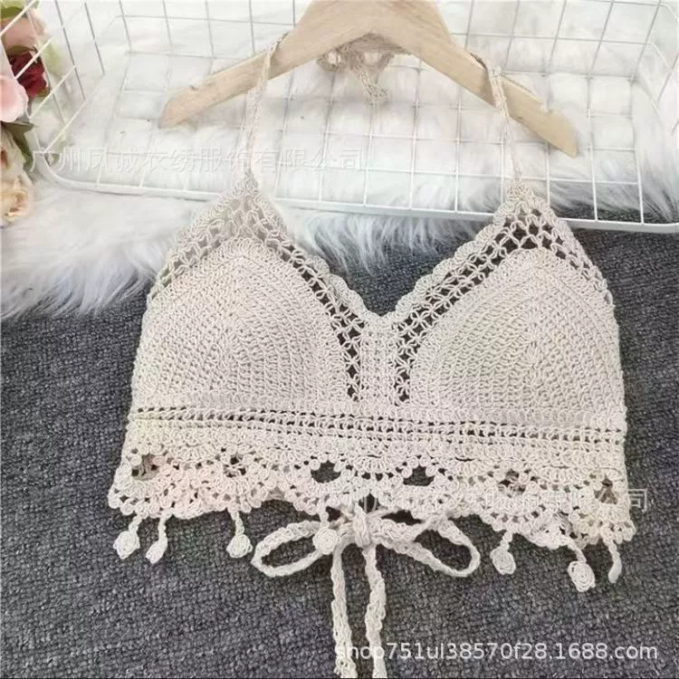 Сексуальная вязаная пляжная короткая майка, для маленькой фигуры, пляжный стиль