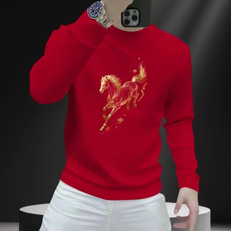 Autumn Trendy Personality Round Neck Sweatshirt Handsome Casual Printed Fashion Men's Versatile Long Sleeve Sweatshirt Trendy