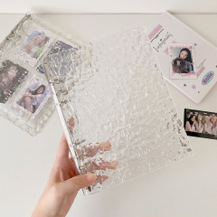 透明水波紋カードアルバム ルーズリーフ取り外し可能 3inch アイドル追跡カード ポラロイドライフ シーバンクス グリッドフォトアルバム