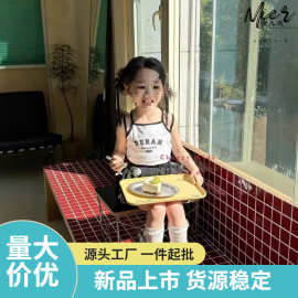 夏装吊带上衣花苞裤两件套女童夏季无袖背心短裤套装儿童装潮Z027