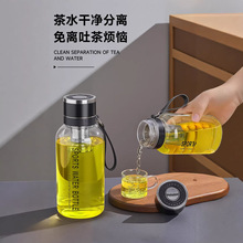 茶水水分离杯子2026新款茶杯一键开盖玻璃杯高档杯男男士泡茶专用