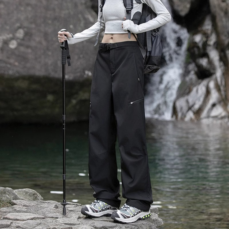 啄木鸟美式户外冲锋裤女款新款春季潮牌机能工装裤登山徒步运动裤|undefined