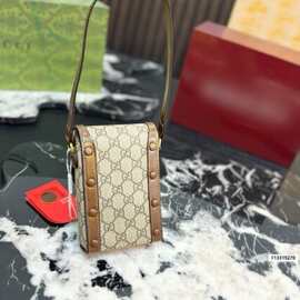 新款老花马衔扣手机包女单肩斜挎包迷你小方包时尚潮流百搭款