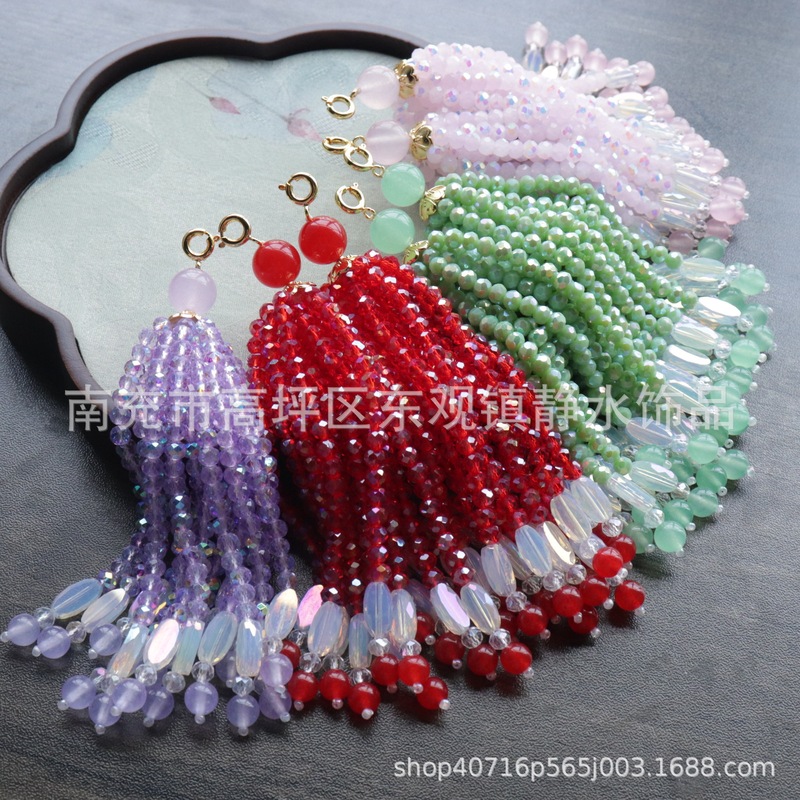 A324 マジックカラークリスタルカルセドニータッセルスイベルバックルペンダントヘアピンブレスレットネックレス diy 衣類アクセサリー|undefined
