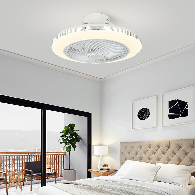 智能吸顶风扇灯简约现代餐厅卧室吊扇灯隐形LED超薄灯具