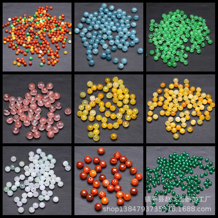 DIY Round Beads Bracelet Necklace Accessories Jade Watermelon Crystal Yellow Philippe Red Philippe Dry Green Round Beads