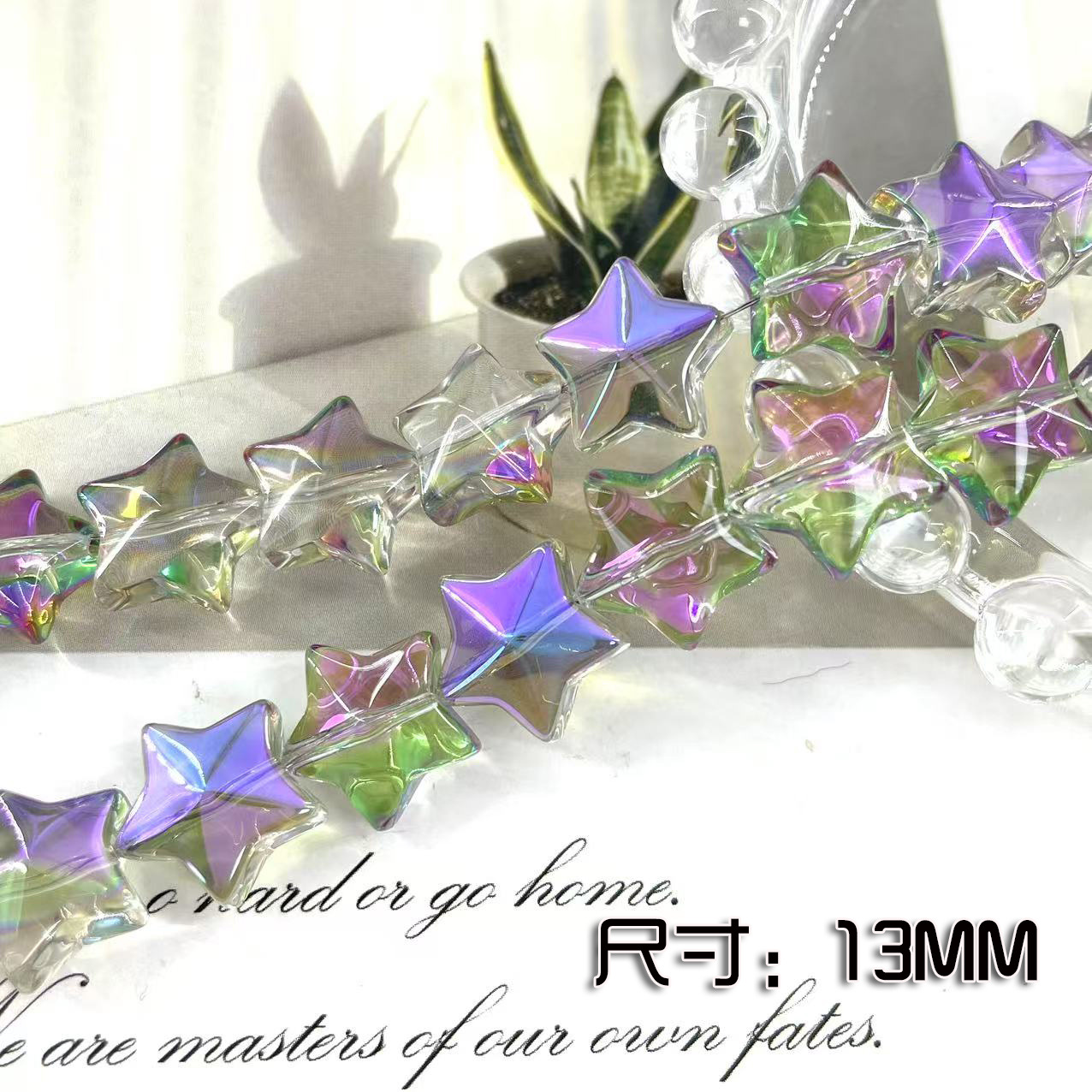 13mm estrella de cinco puntas cristal cristal agujero horizontal estrella K9 pulsera de bricolaje hecha a mano cadena de teléfono móvil accesorios con cuentas