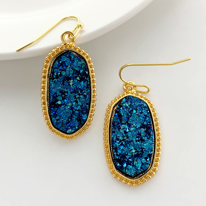 Simple Style Oval Metal Plating Inlay Resin Women's Earrings Necklace display picture 4