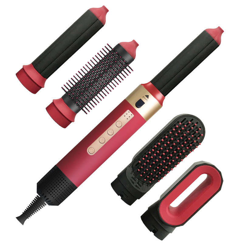 クロスボーダー五六合一熱風櫛多機能ヘアドライヤー直髪器ヘアアイロン三用交換ヘッド自動ブロー櫛|undefined