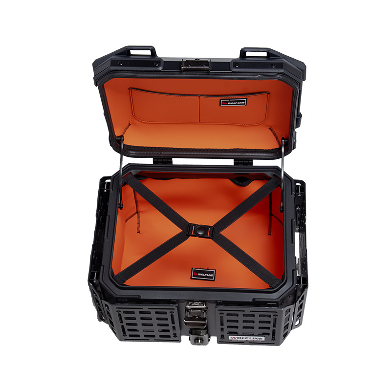 Clearance Sale: 45L Multifunctional Armored Black Aluminum Alloy Motorcycle Tail Box, Scooter Trunk, Foldable Box
