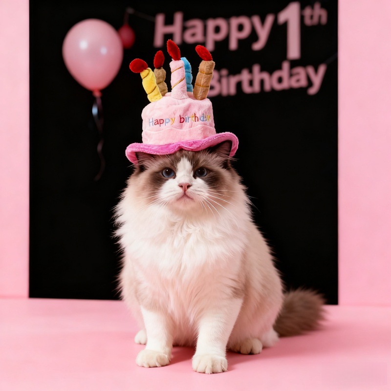 Sombreros de mascotas lindos vestidos de Navidad sombreros para gatos resistentes a los dientes de mordida transfronterizos sombreros de pastel de cumpleaños sombreros gatos