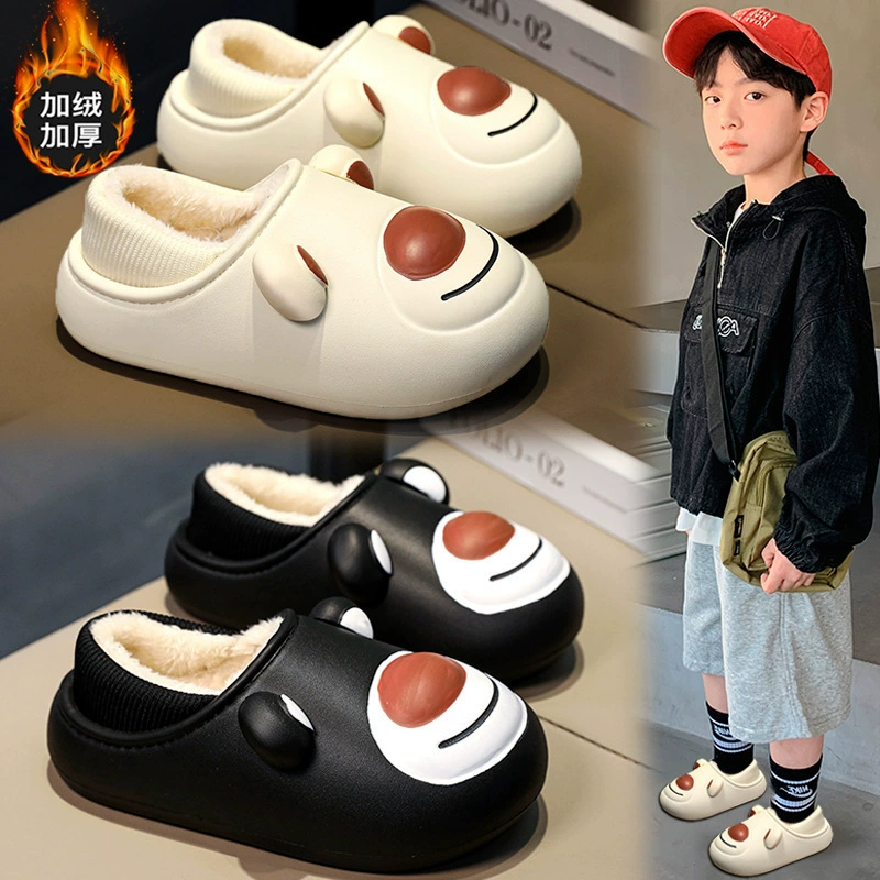 Хлопчатобумажные тапочки для детей осень-зима 2024 новый бархатный мальчик Баотоу тапочки теплые детские комнатные хлопчатобумажные туфли для мальчиков