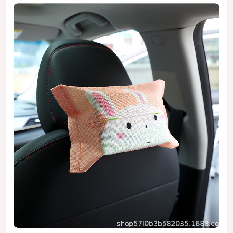 Creative Car Seat Tissue Box Hanging Car Seat Back Draining Cartoon Box Cover Car Interior Decoration Cartoon Cute