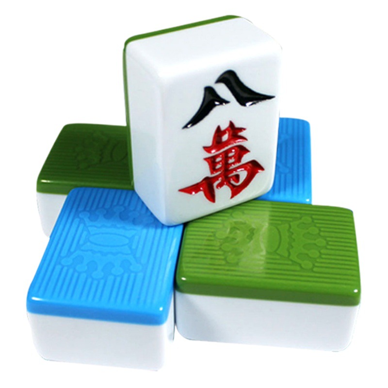 Household Hand-Cranked Mahjong Tiles, Model 40 # 42 # 44 # 46 # 48 # 50 Green-Blue Two-Tone Mahjong Tiles, Thickened