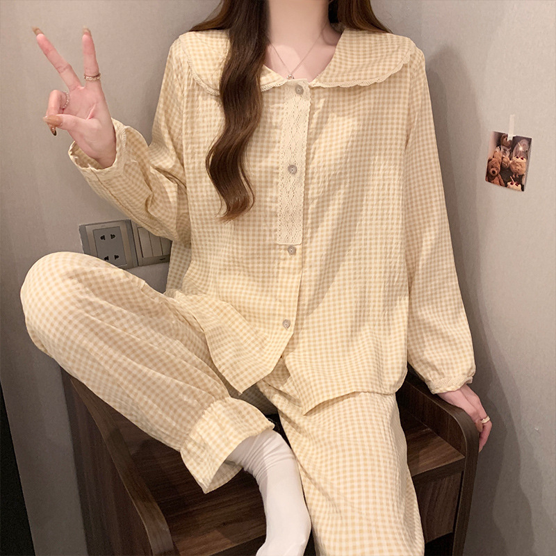 云朵棉睡衣女2025春秋季新款韩版公主风碎花薄款长袖家居服两件套|undefined