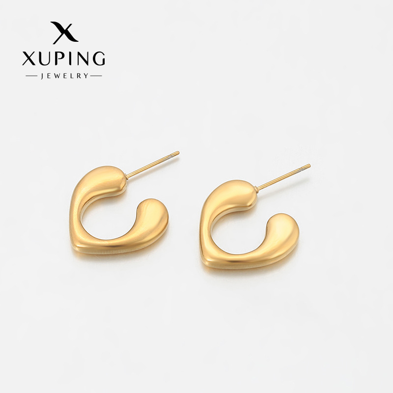 Xuping Europa y los Estados Unidos transfronterizos de acero inoxidable 14k pendientes de color simple brillante irregular pendientes de geometría personales al por mayor mujeres