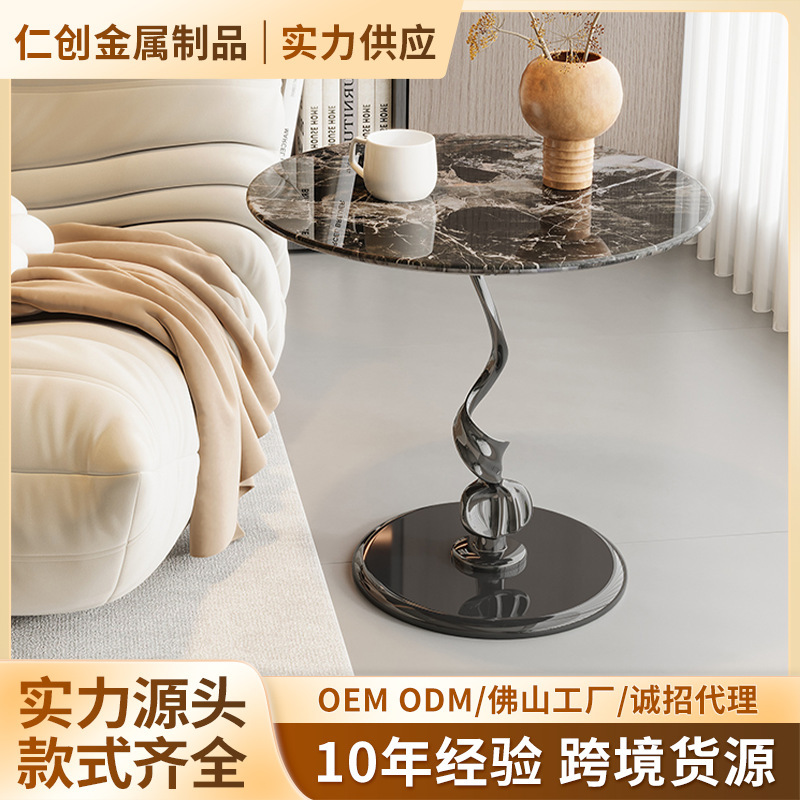 Marble Coffee Table, Living Room Sofa Side Table, High-End Home Balcony Tea Table, Slate Italian Minimalist Bedside Table