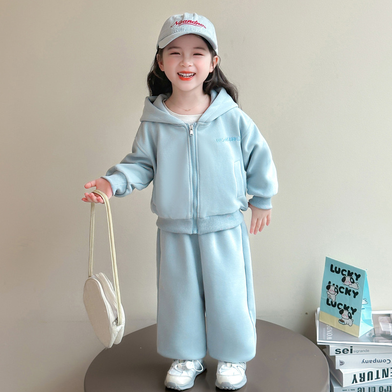 女童套装春秋款2025新款洋气儿童连帽外套秋装休闲卫裤宝宝衣服潮|undefined
