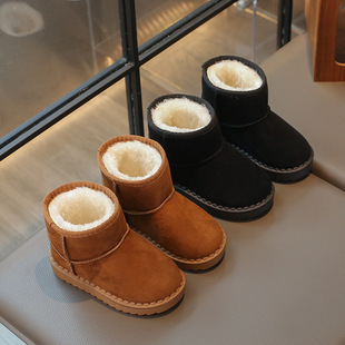 Children's snow boots 2024 winter new fashion classic girls fleece-lined thick warm cotton boots boys low boots