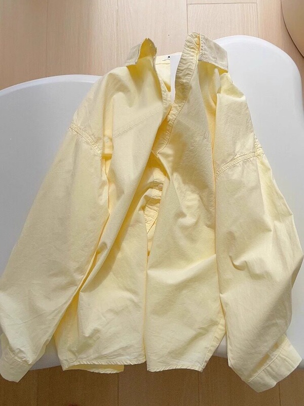 2026 Spring and Autumn Outerwear in Goose Yellow Polo Collar Shirt for Women, Lazy Style Loose Casual Layered Shirt 2026 Spring and Autumn Outerwear in Goose Yellow Polo Collar Shirt for Women, Lazy Style Loose Casual Layered Shirt